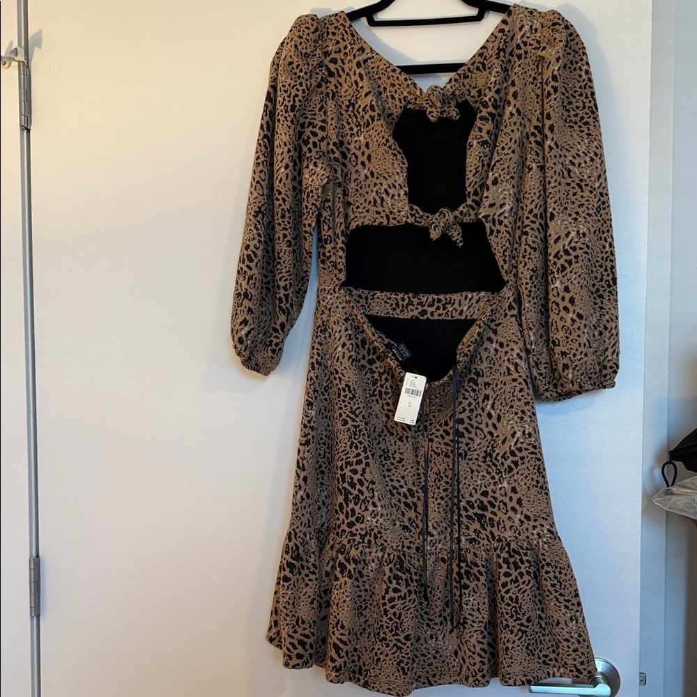 Anthropologie Tan and Black Backless Dress